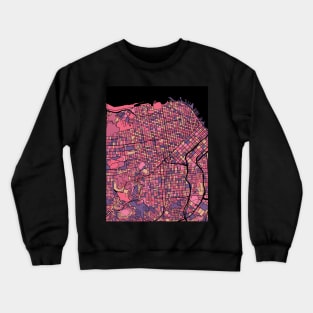 San Francisco Map Pattern in Purple & Pink Crewneck Sweatshirt